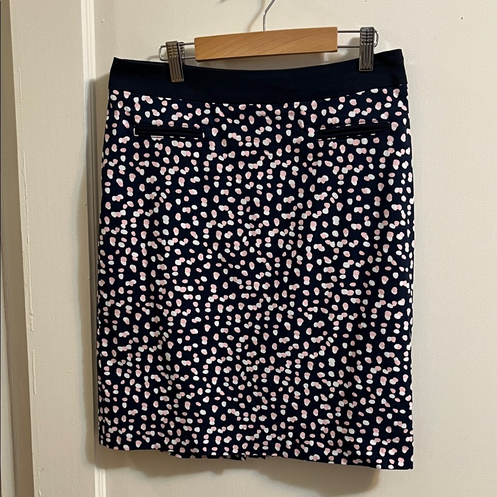 Margaret M Navy and Pink Patterned Pencil Skirt